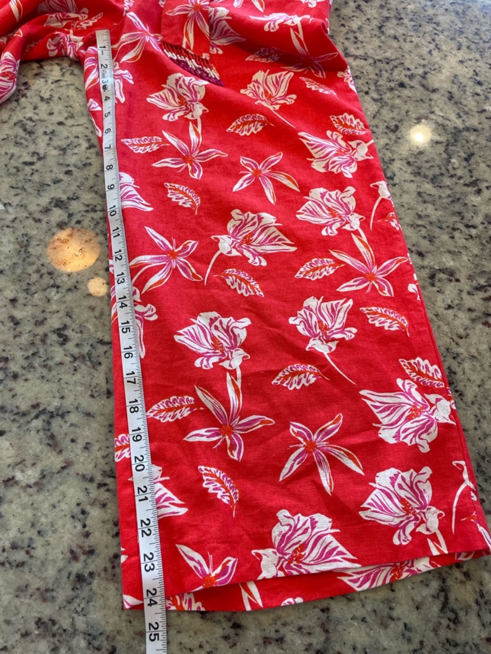 New Maison D’ Amelie linen blend Red Floral Wide-Leg cropped Pants SZ S - Picture 9 of 10